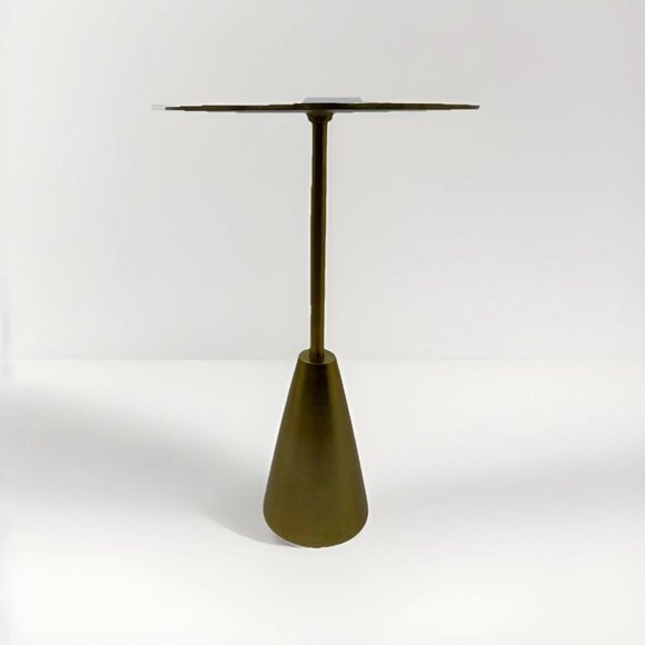 Noir Hiro Metal Side Table Brass Finish Pedestal Round Modern Unique Accent - Picture 8 of 15